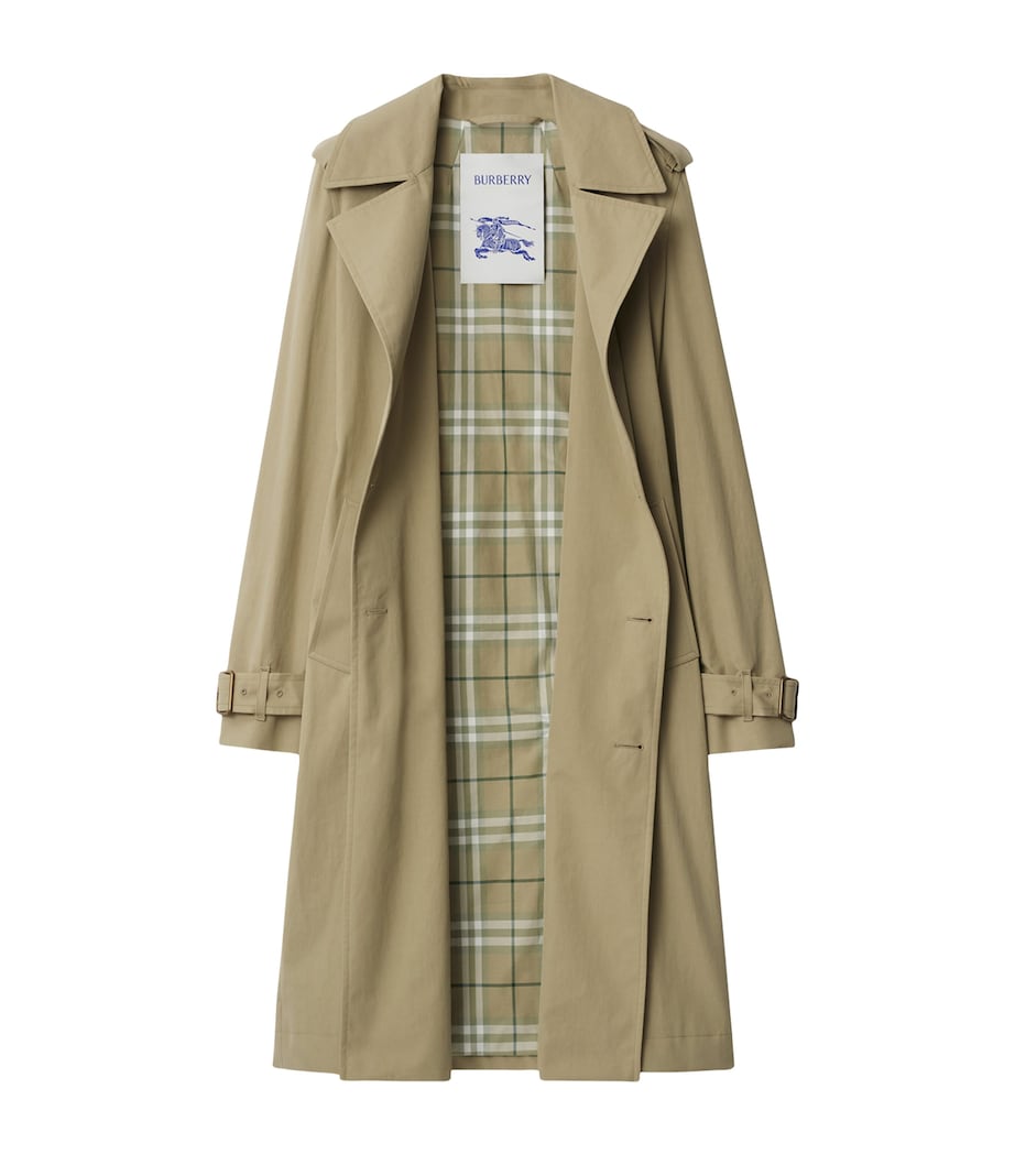 Beige Gabardine Long Trench Coat