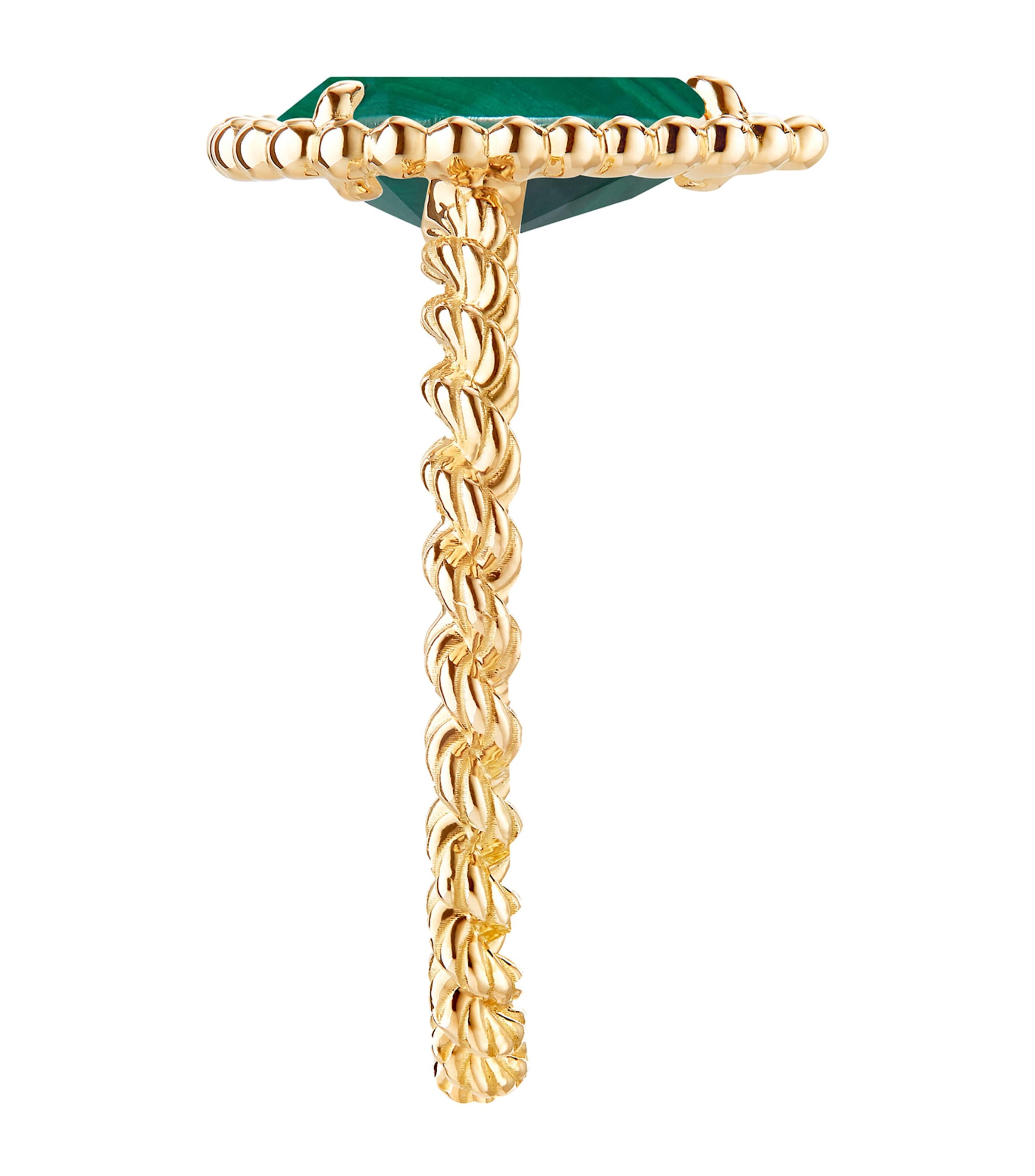 Yellow Gold and Malachite Small Motif Serpent Bohème Ring
