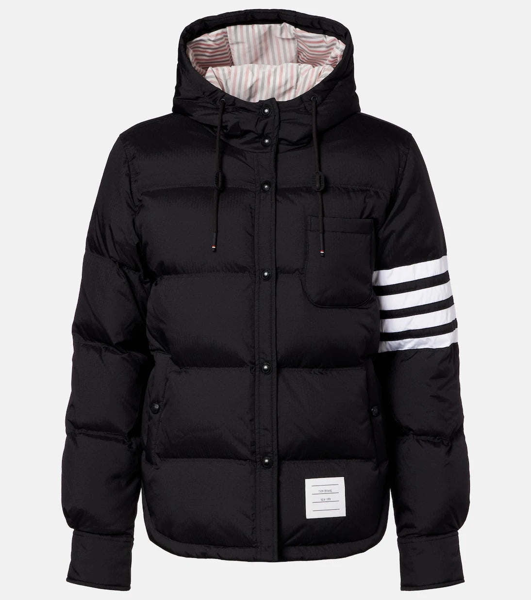 Thom Browne - 4-Bar hooded quilted down jacket