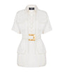 White Cotton Belted Mini Dress