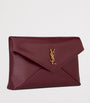 Saint Laurent Red Large Leather Cassandre Envelope Pouch