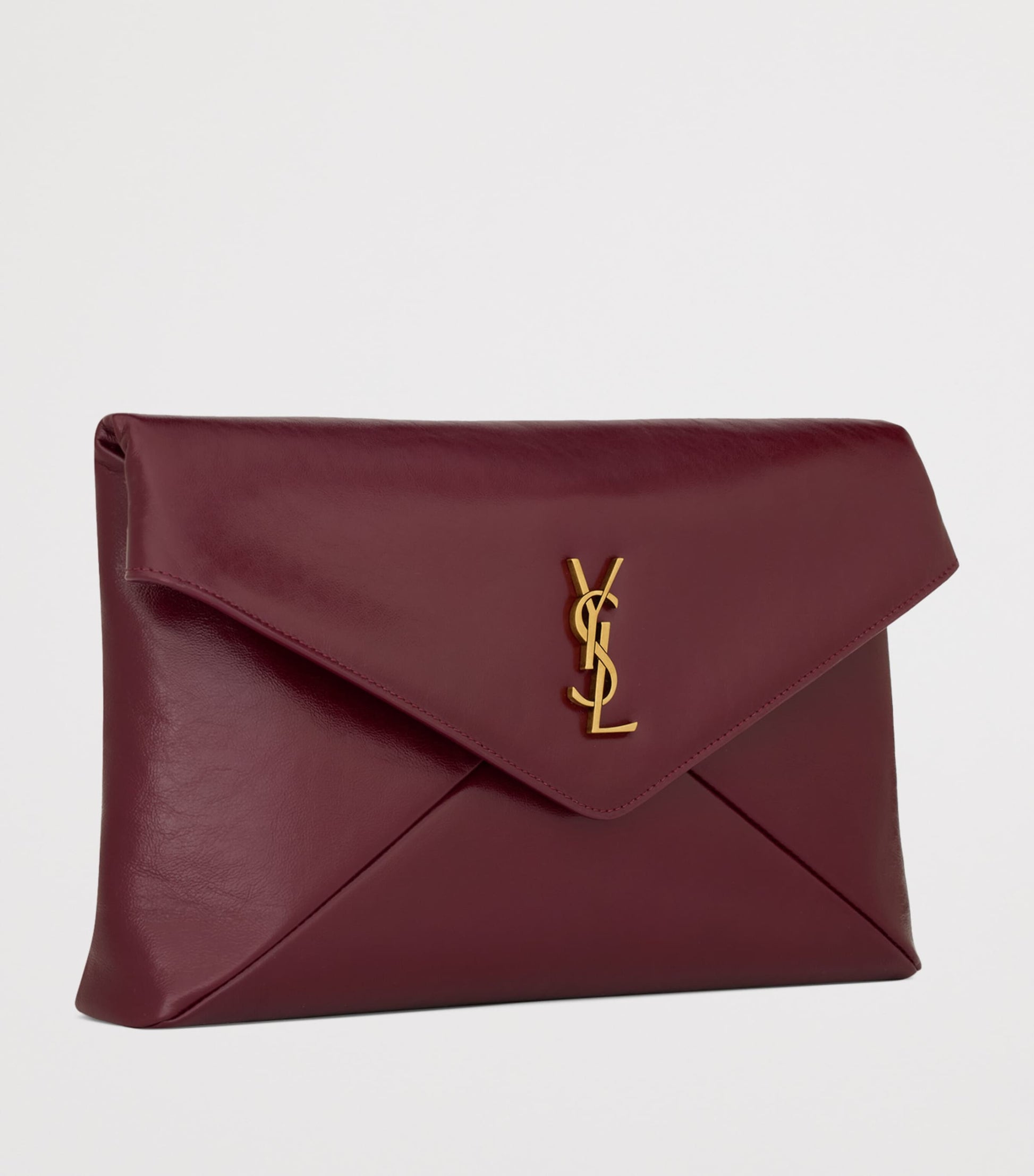 Saint Laurent Red Large Leather Cassandre Envelope Pouch