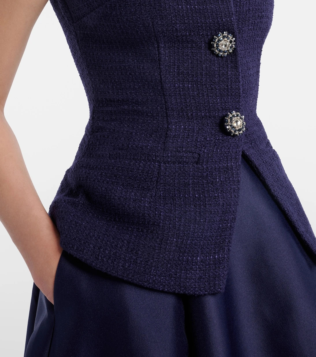 Self-Portrait - Bouclé taffeta midi dress