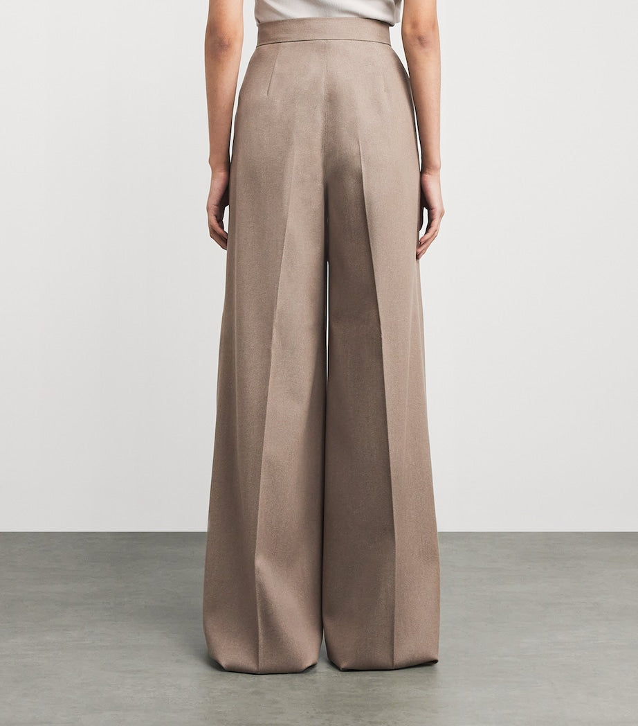 Max Mara Beige Virgin Wool Wide-Leg Trousers