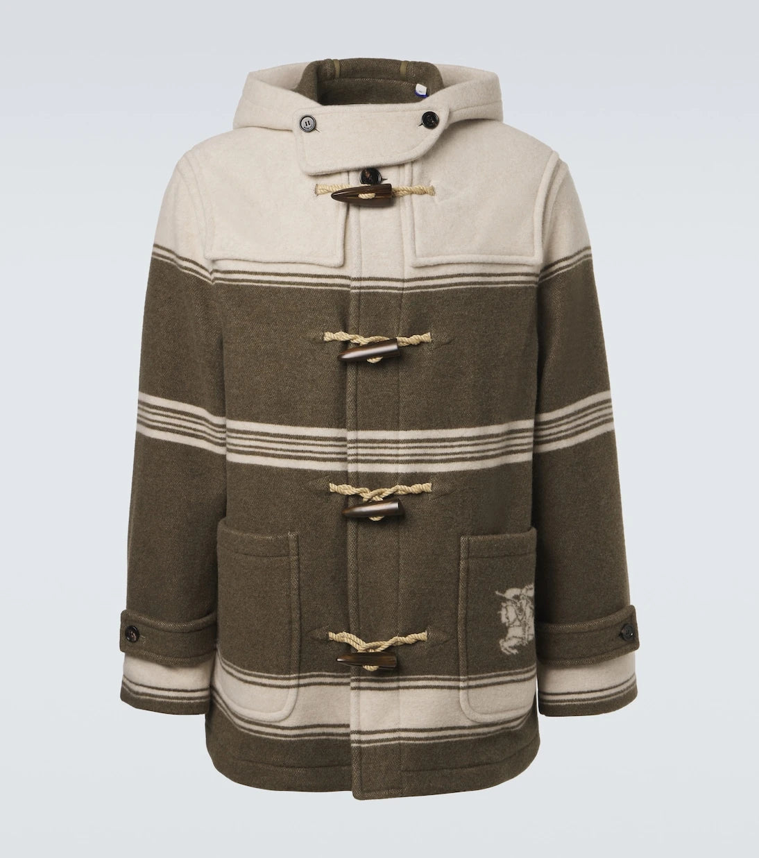 Burberry - Striped wool and cotton-blend duffel coat