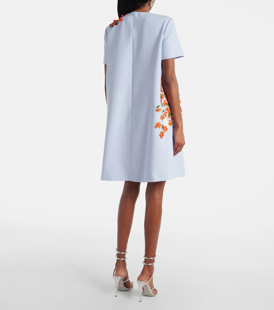Carolina Herrera - Floral-appliqué crêpe shift dress