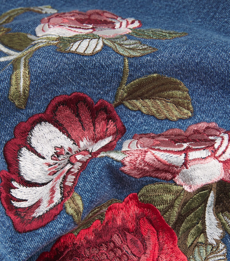 Alice+Olivia Blue Denim Embroidered Mini Dress