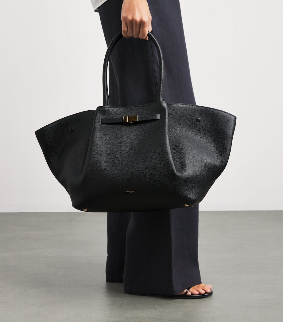 Leather New York Tote Bag BLACK