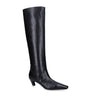 Khaite Black Leather Davis Knee-High Boots 40