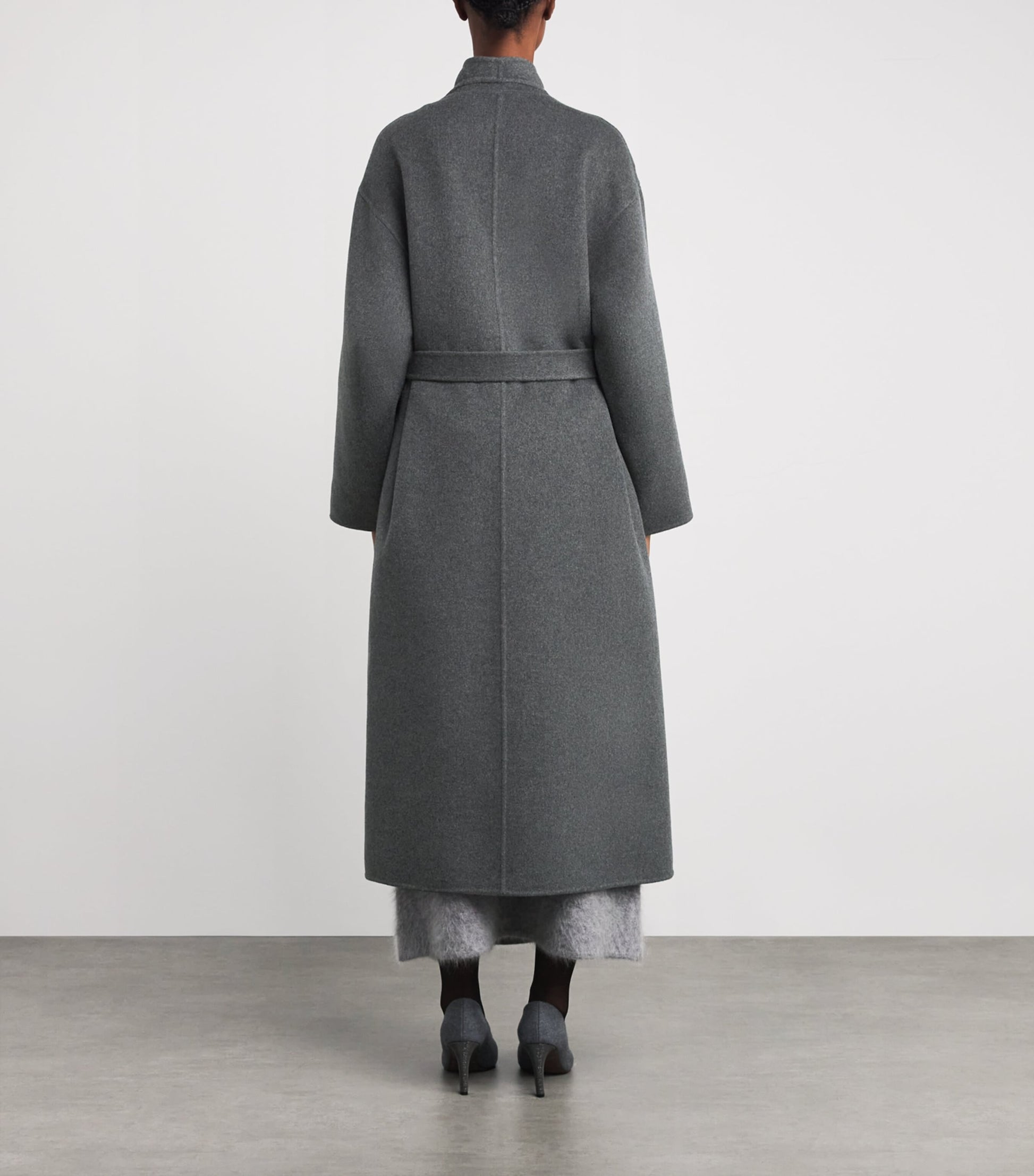 Johnstons Of Elgin Grey Cashmere Wrap Belt Long Coat