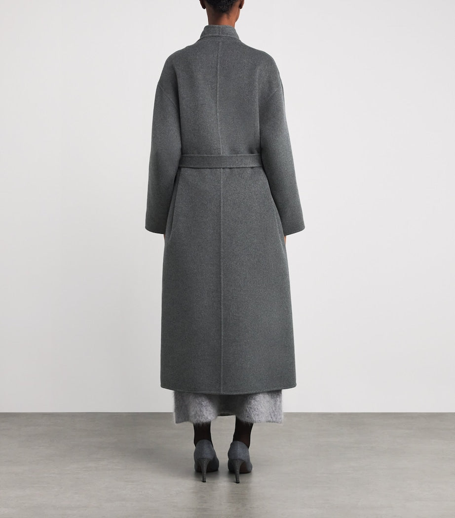 Johnstons Of Elgin Grey Cashmere Wrap Belt Long Coat
