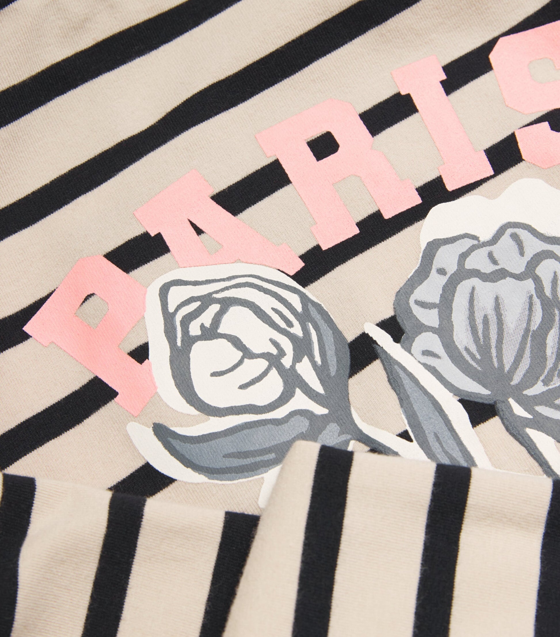 Weekend Max Mara Beige Stretch Cotton Paris Graphic Top