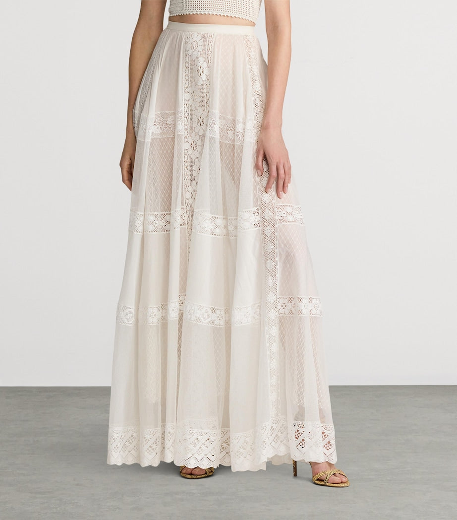 Ralph Lauren Collection White Cotton-Silk Malti Skirt