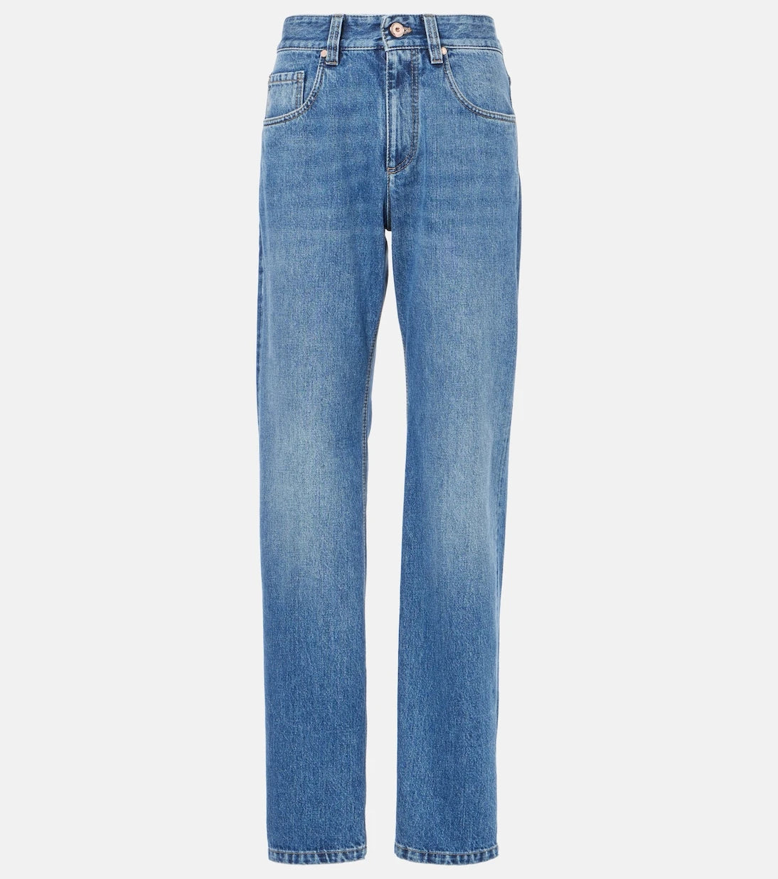 Brunello Cucinelli - بنطلون جينز بقصة مستقيمة وخصر مرتفع