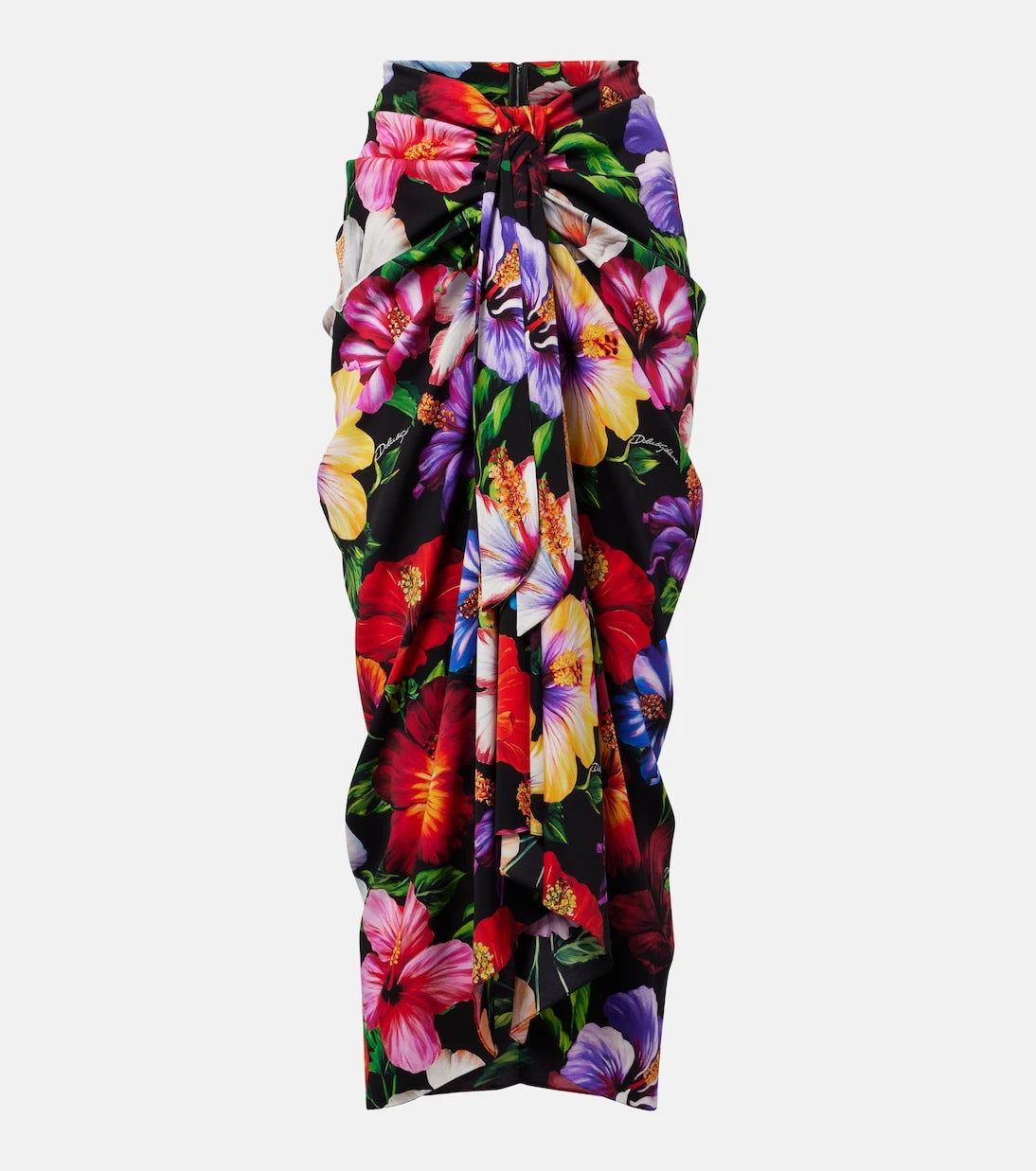 Dolce&Gabbana - Draped floral silk-blend midi skirt