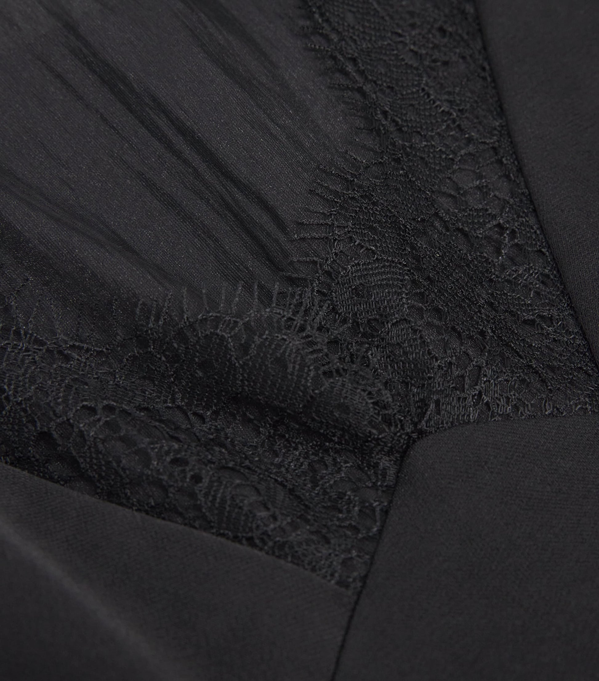 Black Satin Lace Top