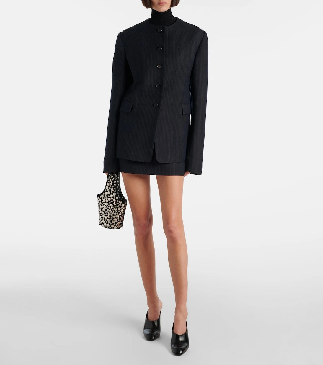 Khaite - Jett pinstripe wool-blend miniskirt