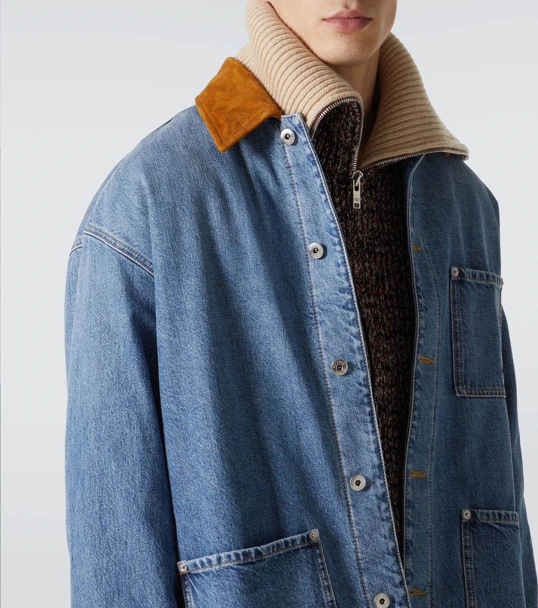 Bottega Veneta - Suede-trimmed padded denim jacket