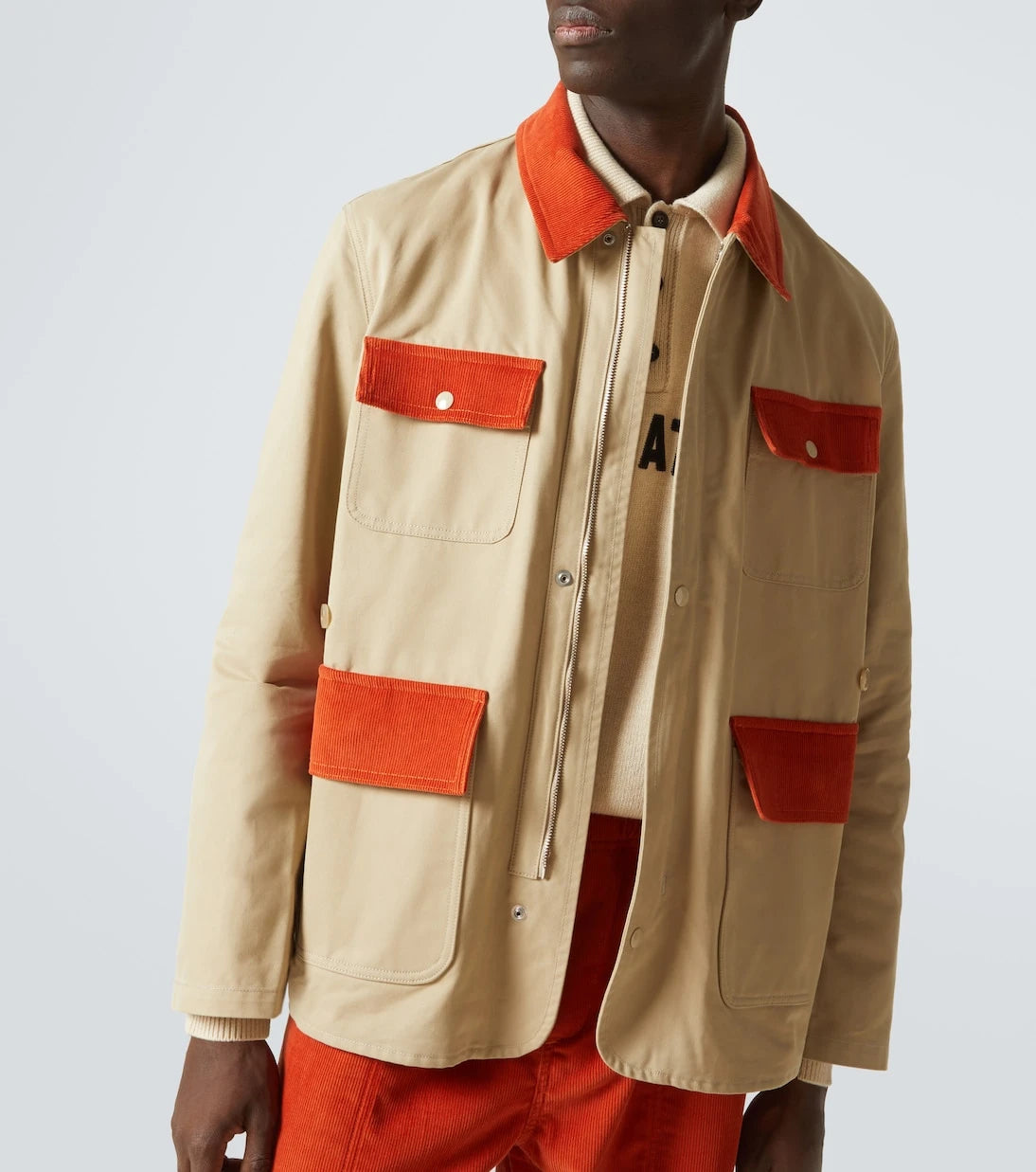 Bode - Corduroy-trimmed cotton twill field jacket