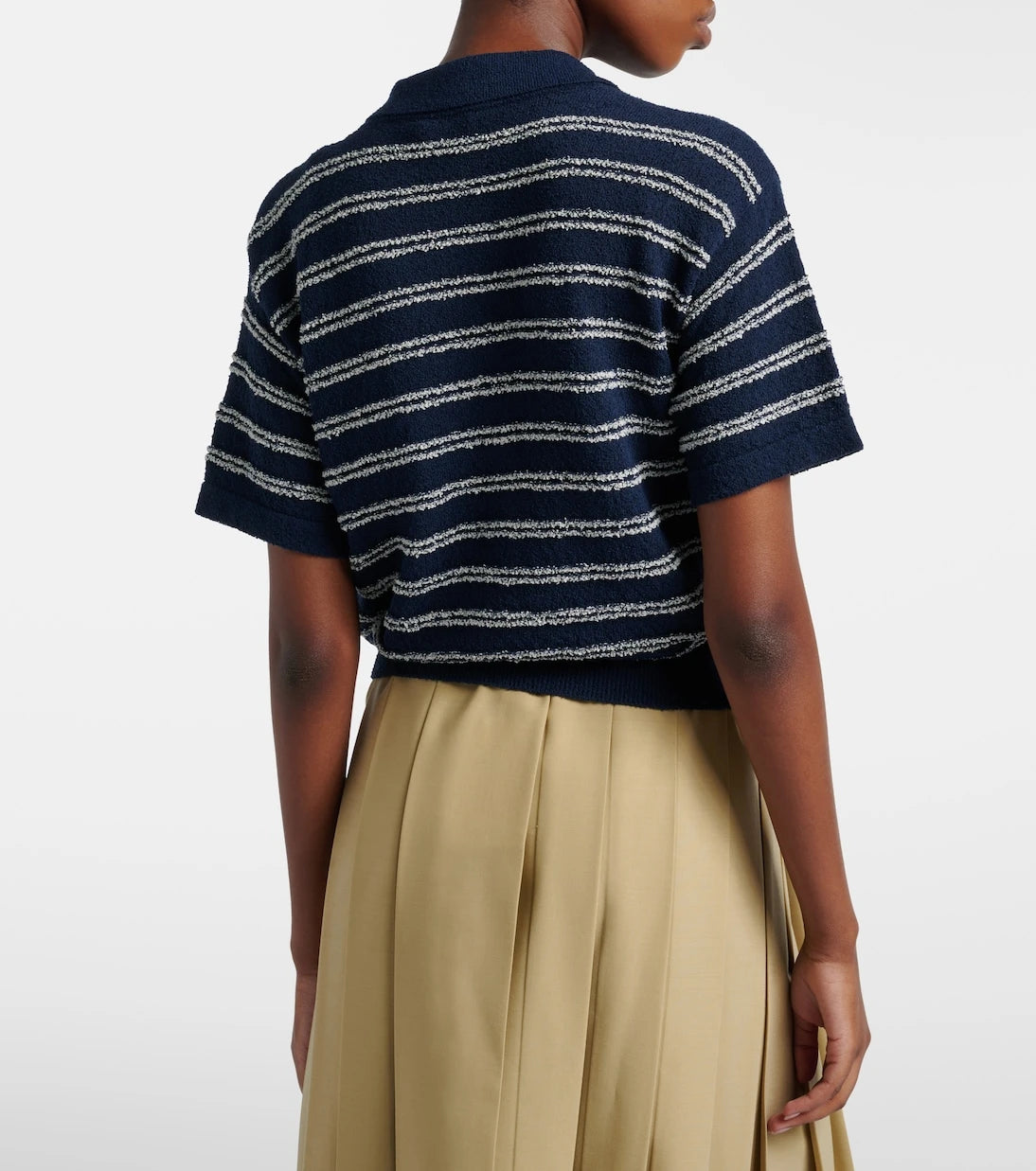 Moncler - Logo striped cotton-blend polo sweater