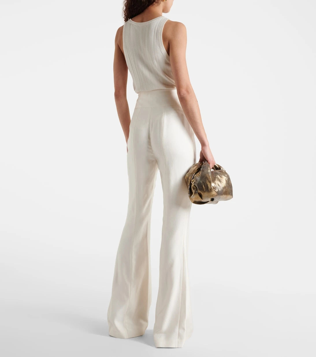 Galvan - High-rise satin flared pants