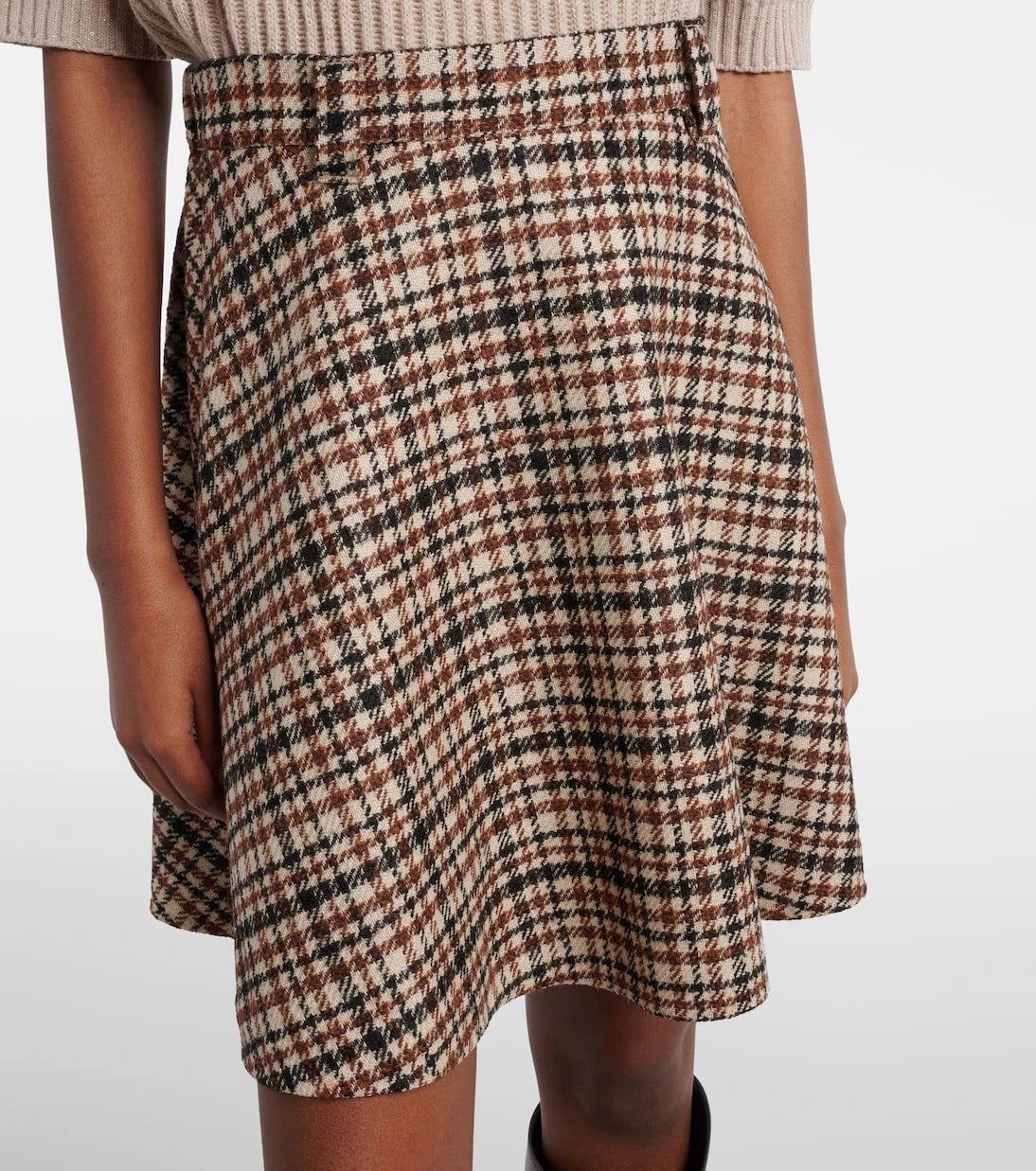 Brunello Cucinelli - Houndstooth wool and alpaca-blend miniskirt