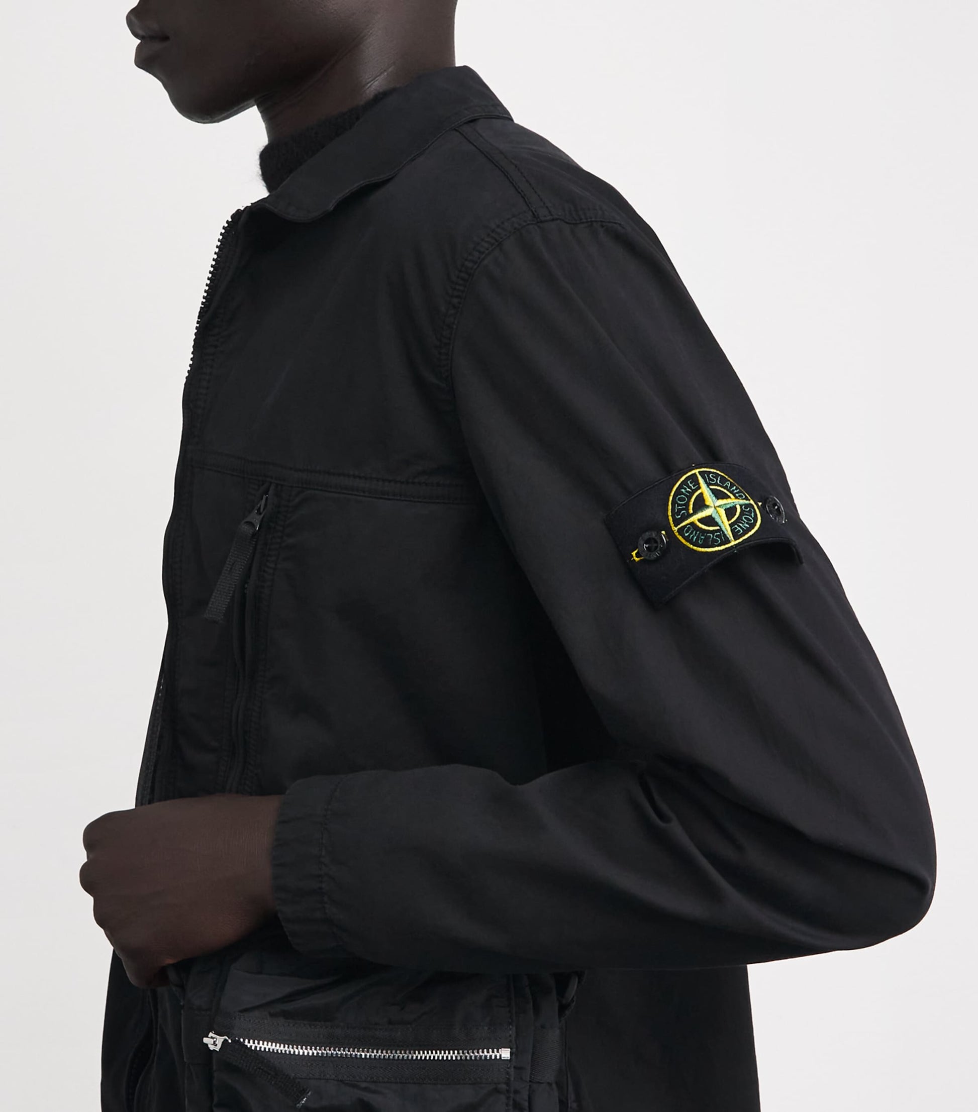 Stone Island Black Stretch-Supima Cotton Twill Overshirt
