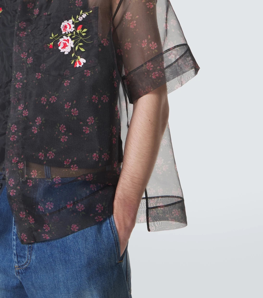 Simone Rocha - Floral sheer organza shirt