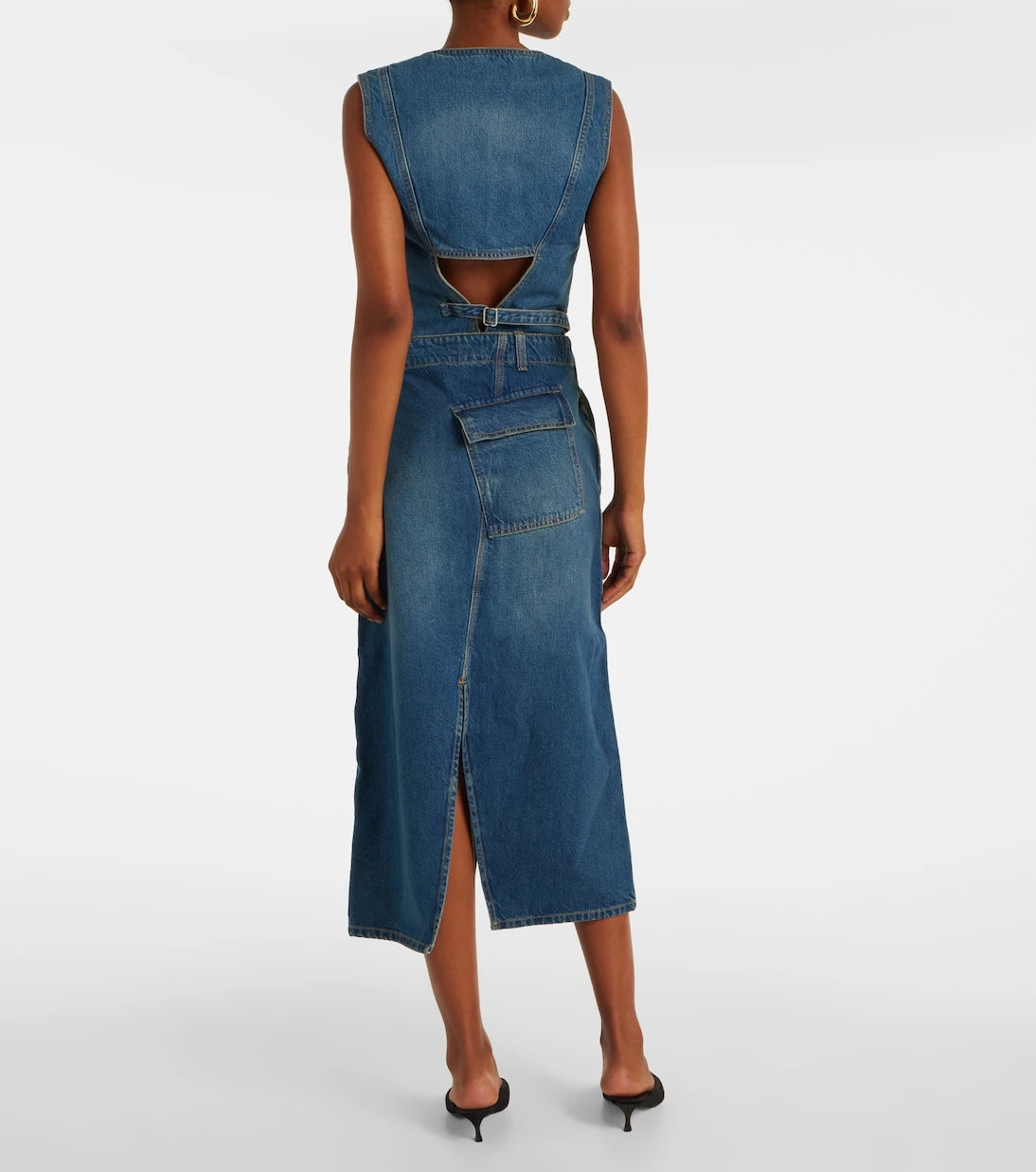 Victoria Beckham - Asymmetric denim midi skirt