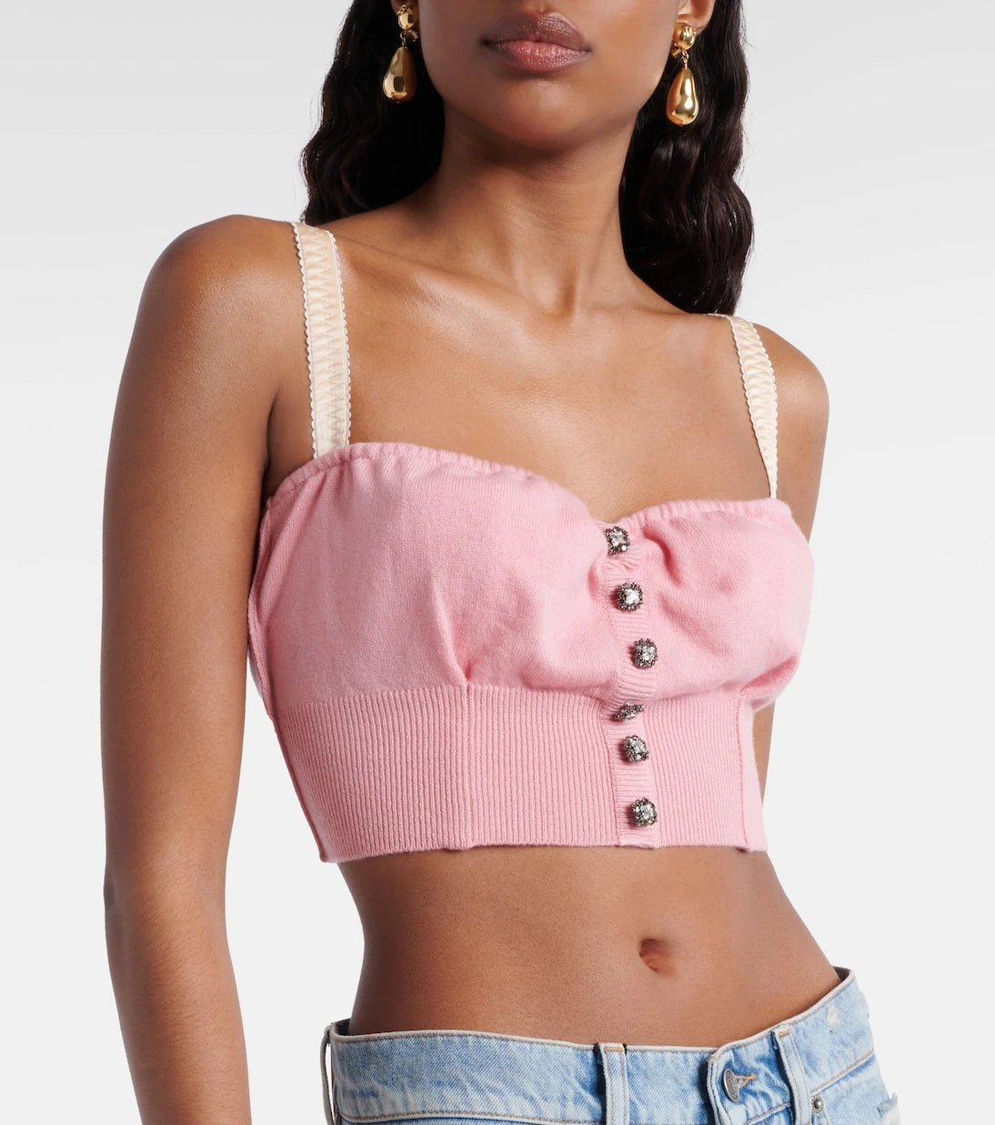 Dolce&Gabbana - Embellished cropped silk-blend crop top