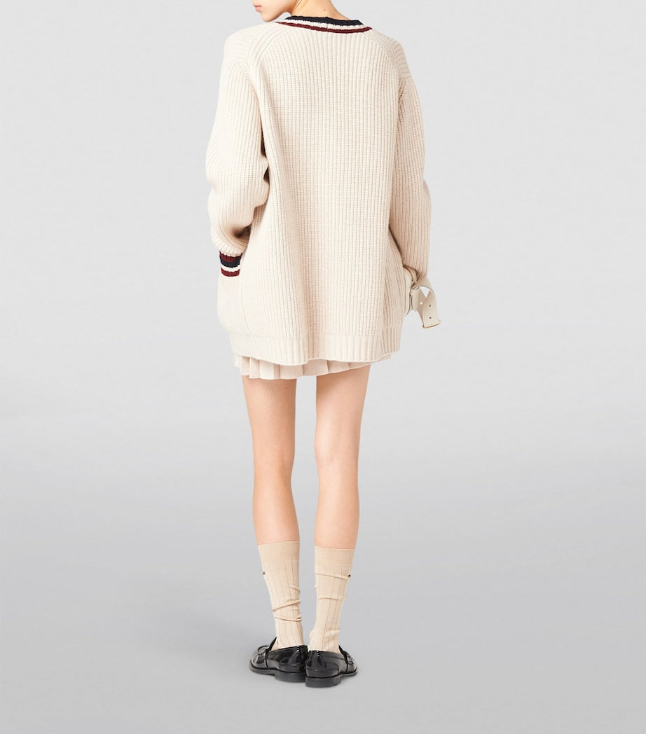 Neutral Cashmere Knitted Cardigan