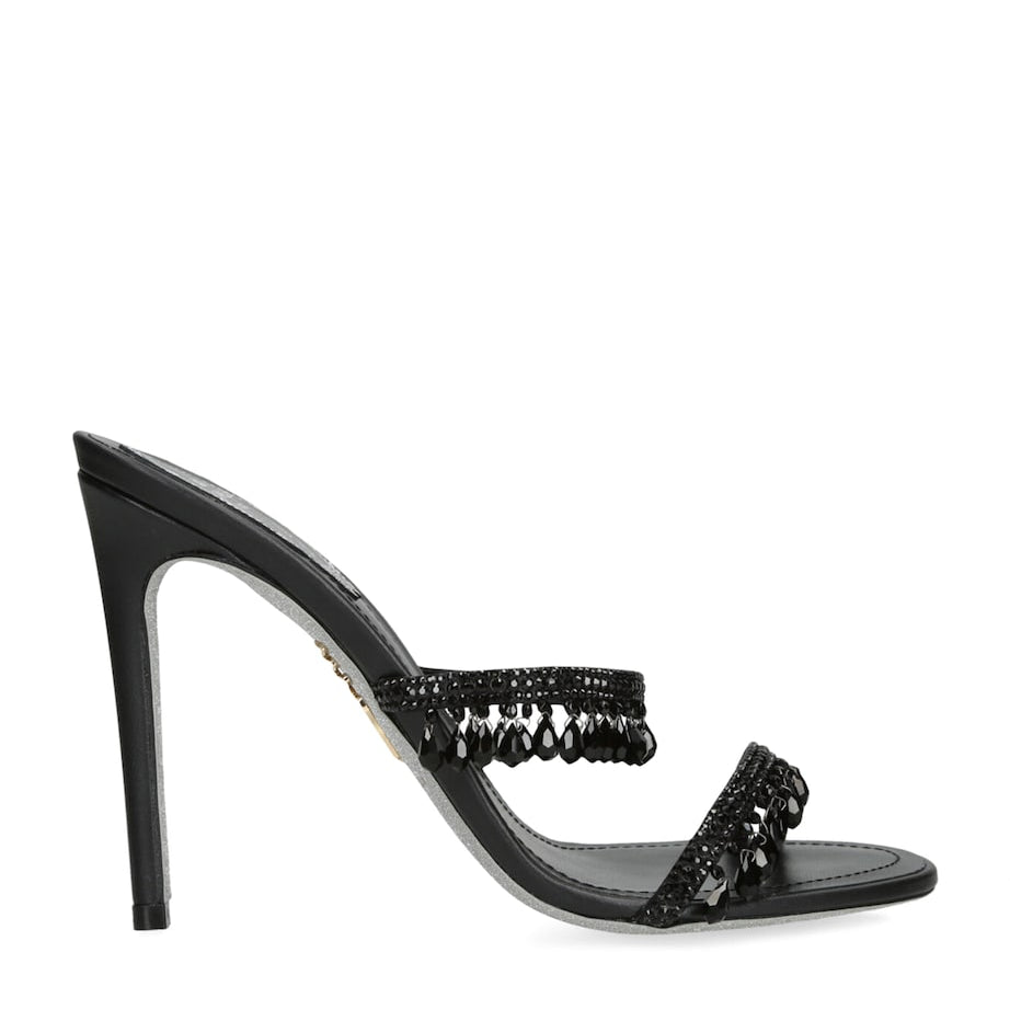 René Caovilla Black Embellished Chandelier Sandals 105
