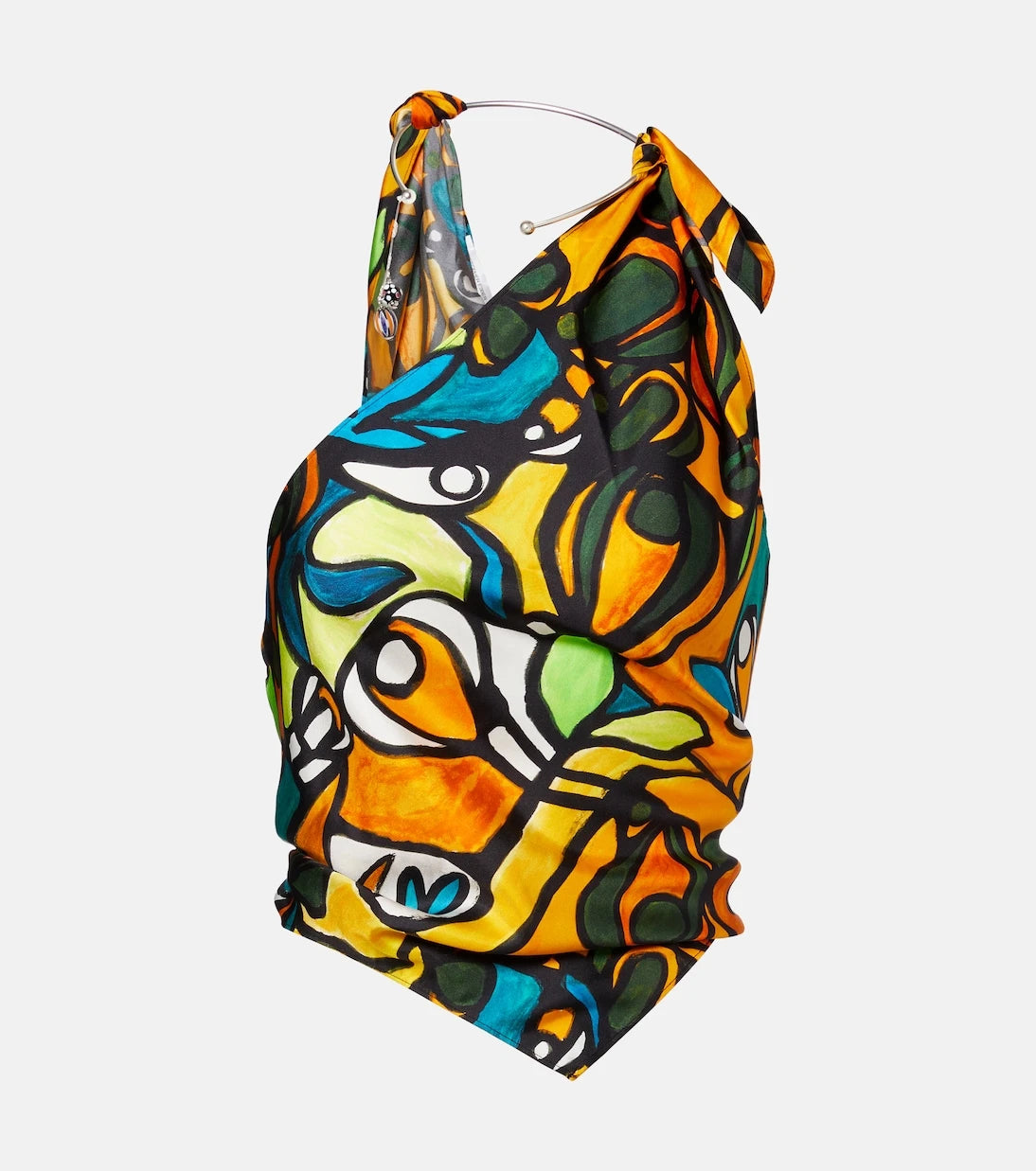 Christopher Esber - Printed draped silk top