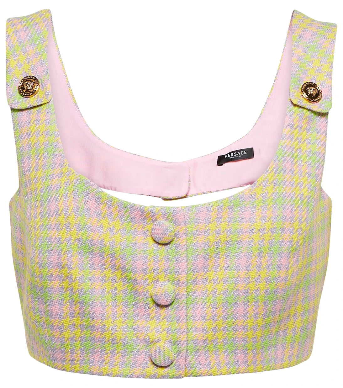Versace - Medusa checked tweed crop top