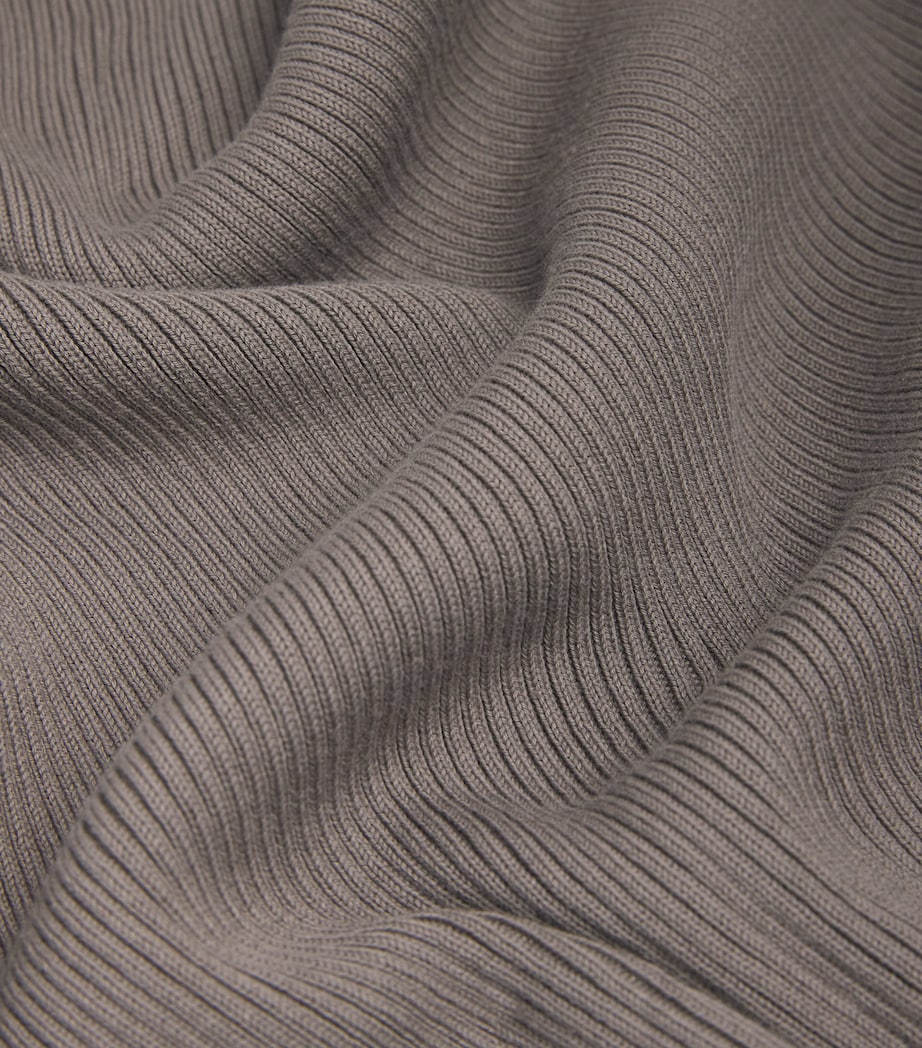 Max Mara Grey Cotton Ribbed Tank Top