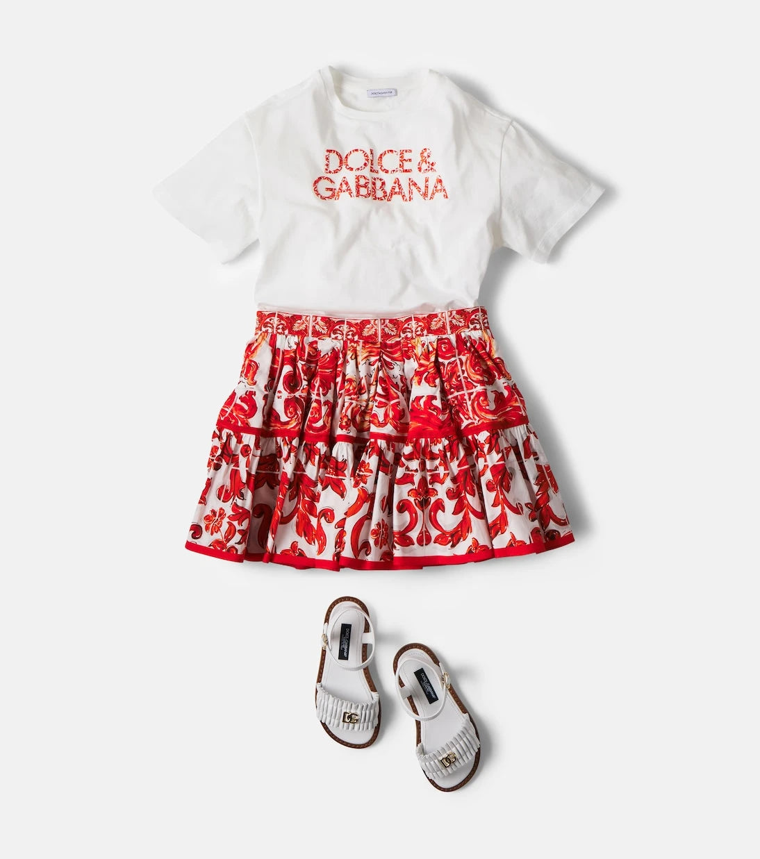 Dolce&Gabbana Kids - Majolica cotton skirt