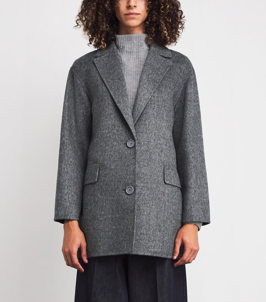 Max Mara Grey Virgin Wool Single-Breasted Jacket