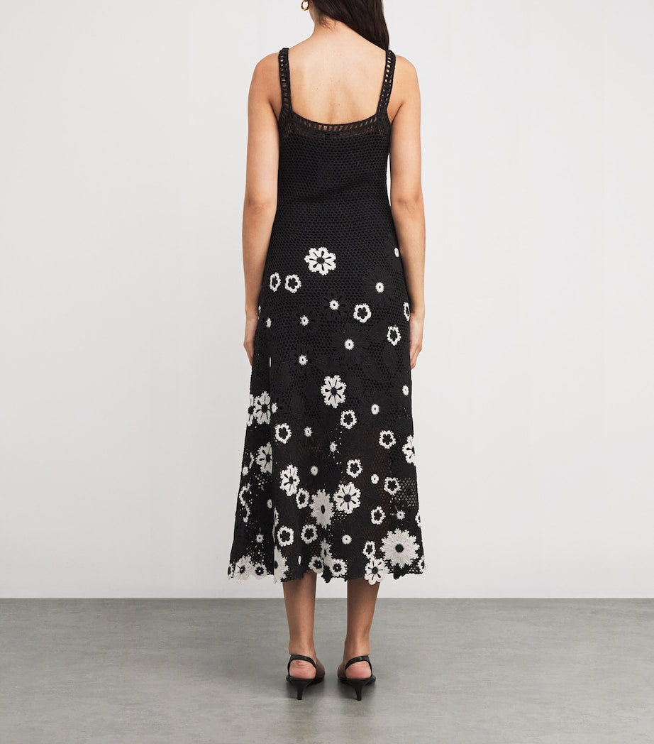 Maje Cotton Crochet Midi Dress
