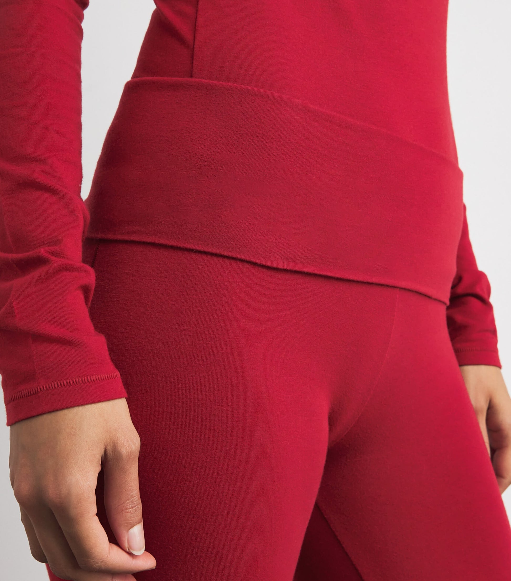Skims Red Cotton-Blend Jersey Foldover Trousers
