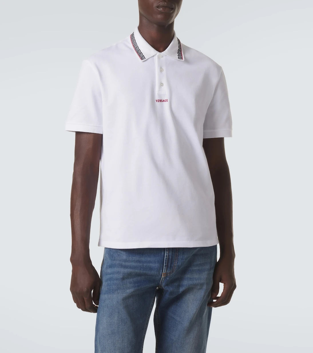 Versace - Greca cotton piqué polo shirt