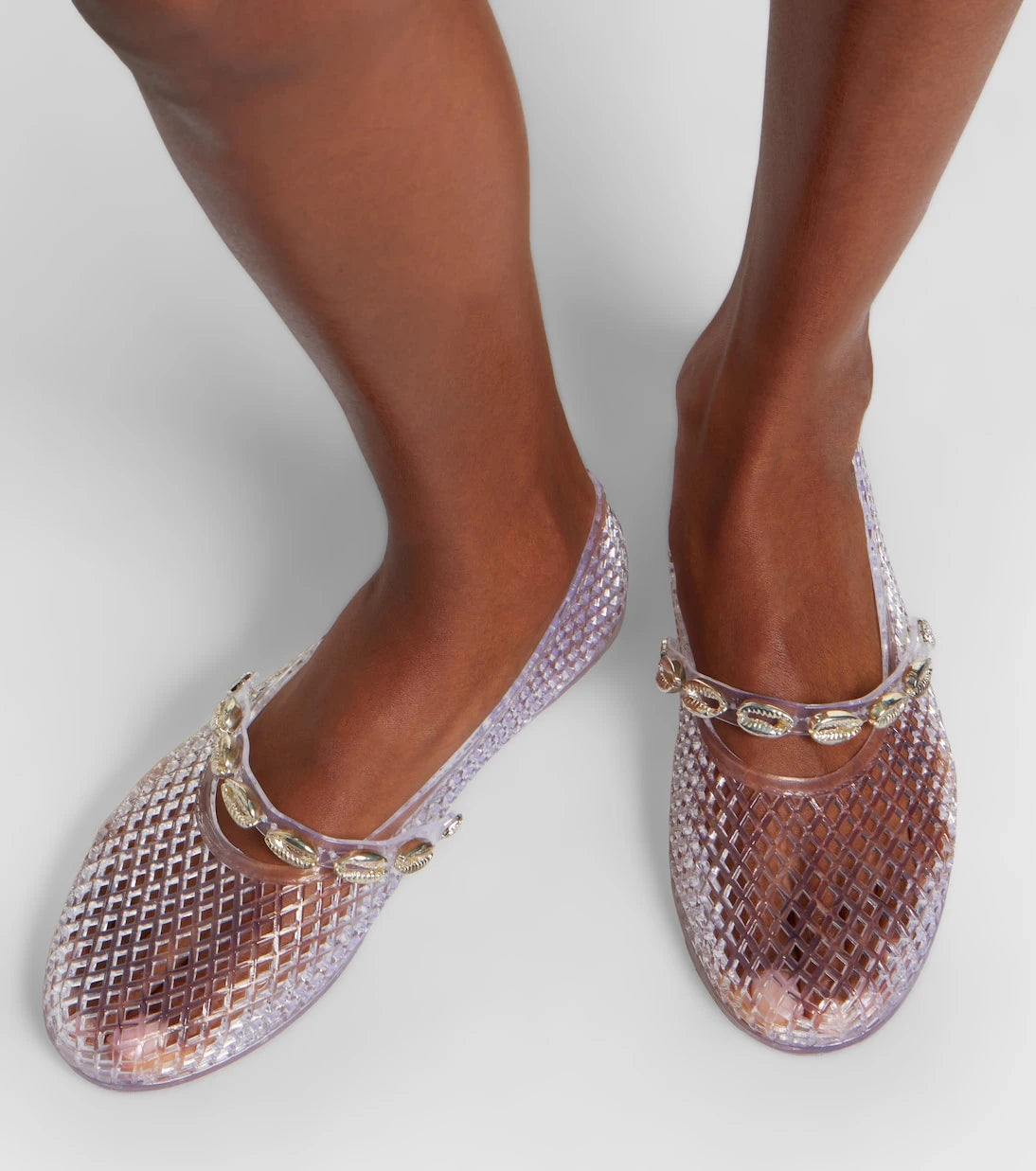 Ancient Greek Sandals - Iro embellished fishnet ballet flats