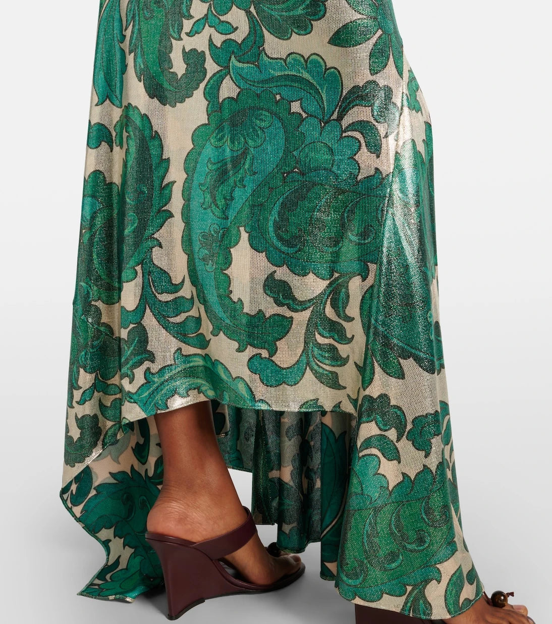 Etro - Paisley open-back lamé maxi dress