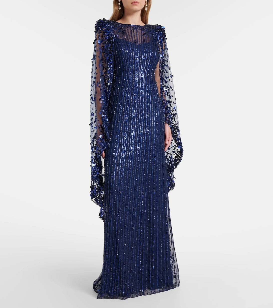 Jenny Packham - Pelerinli işlemeli elbise