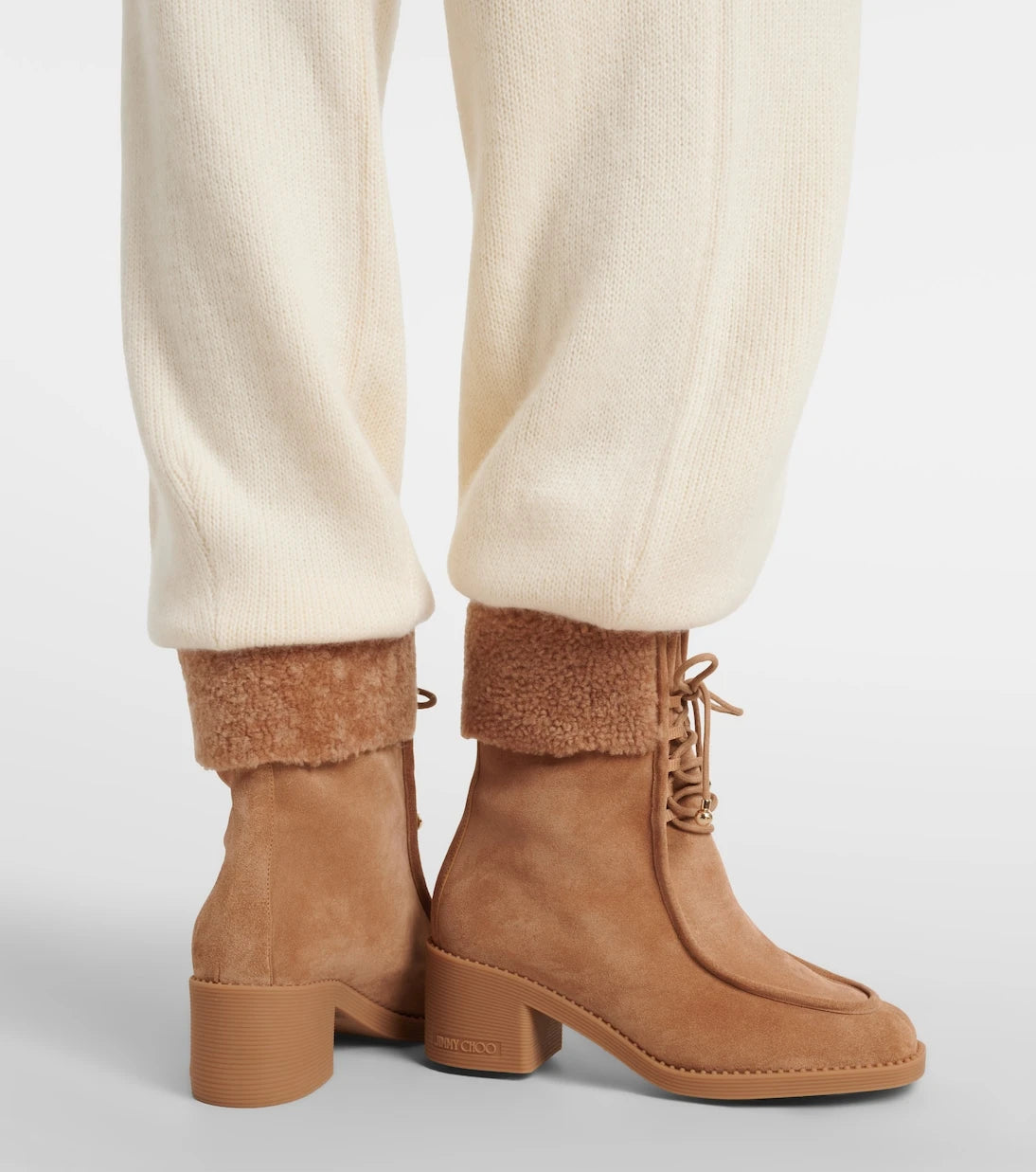 Jimmy Choo - Hali shearling-trimmed suede ankle boots