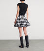 Black Tweed Pleated Mini Skirt