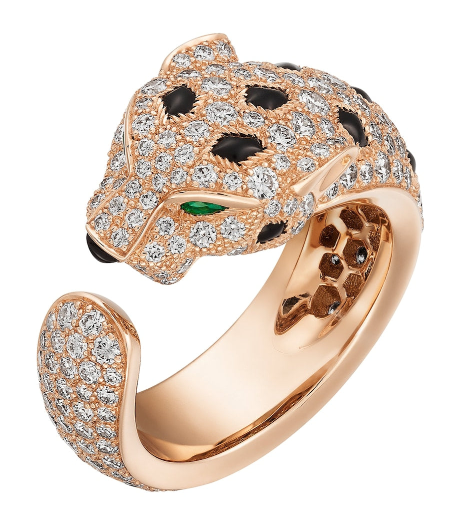 Rose Gold, Diamond, Emerald and Onyx Panthère de Cartier Ring