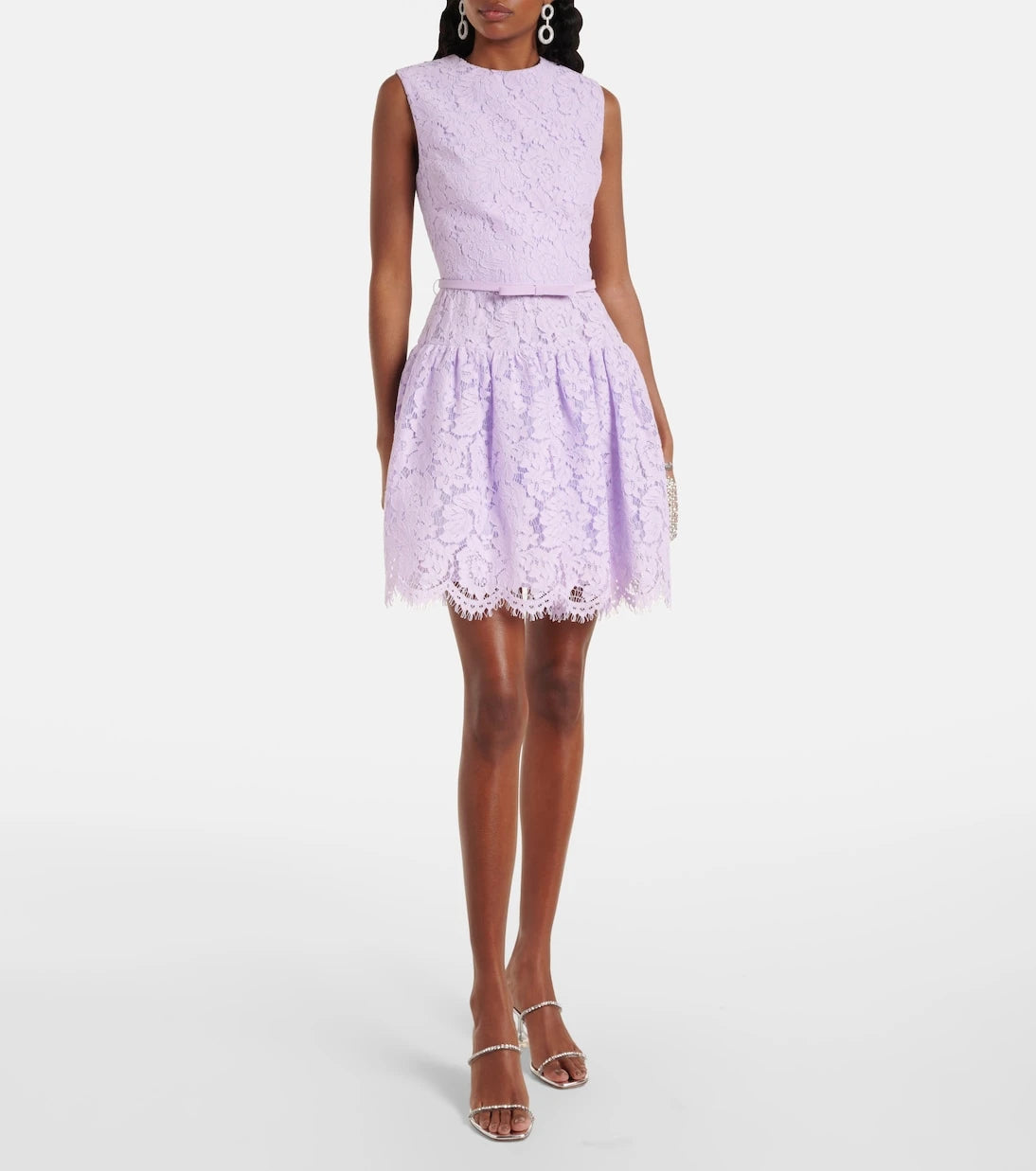 Self-Portrait - Belted lace minidress