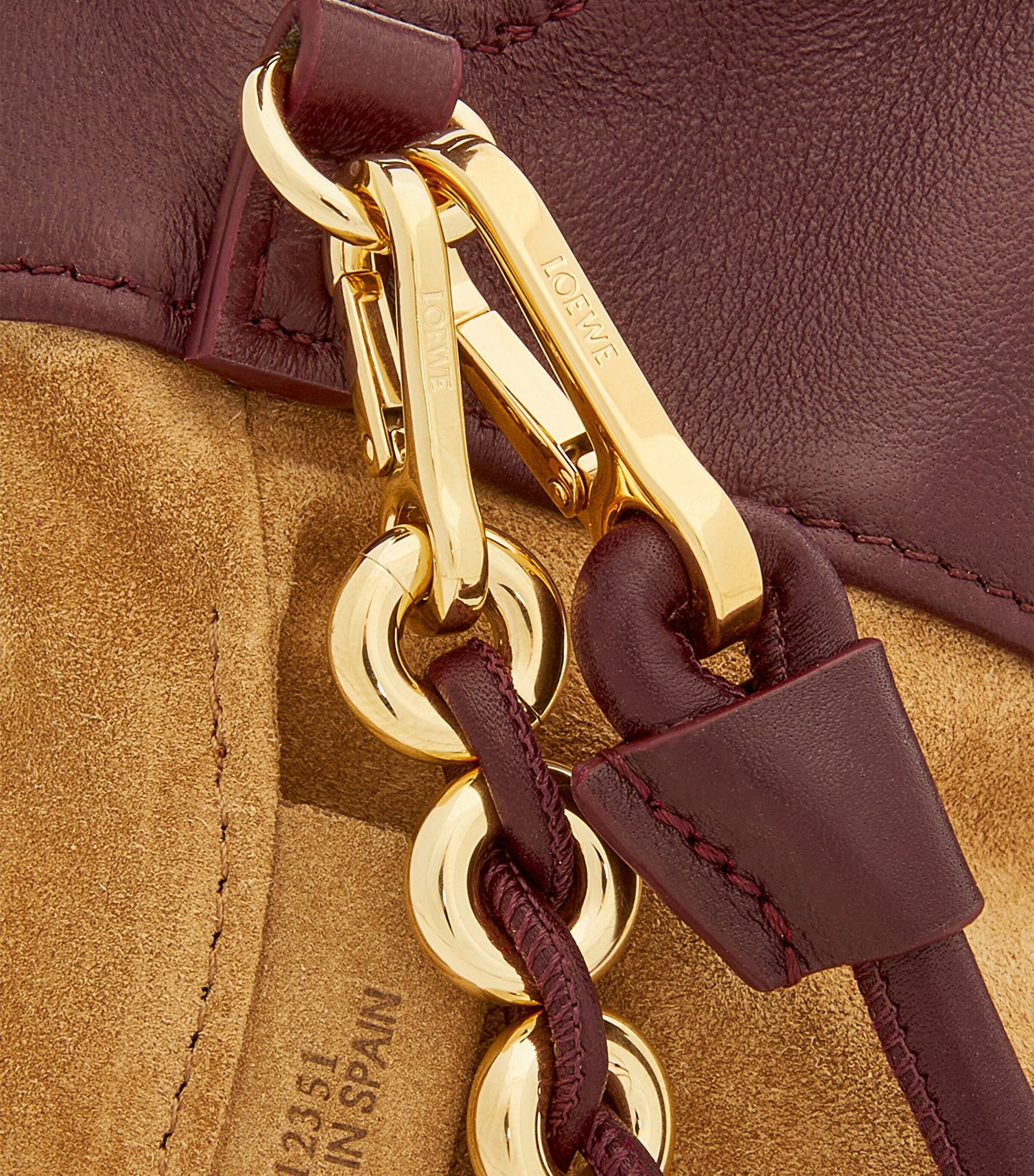 LOEWE Burgundy Leather Flamenco Purse