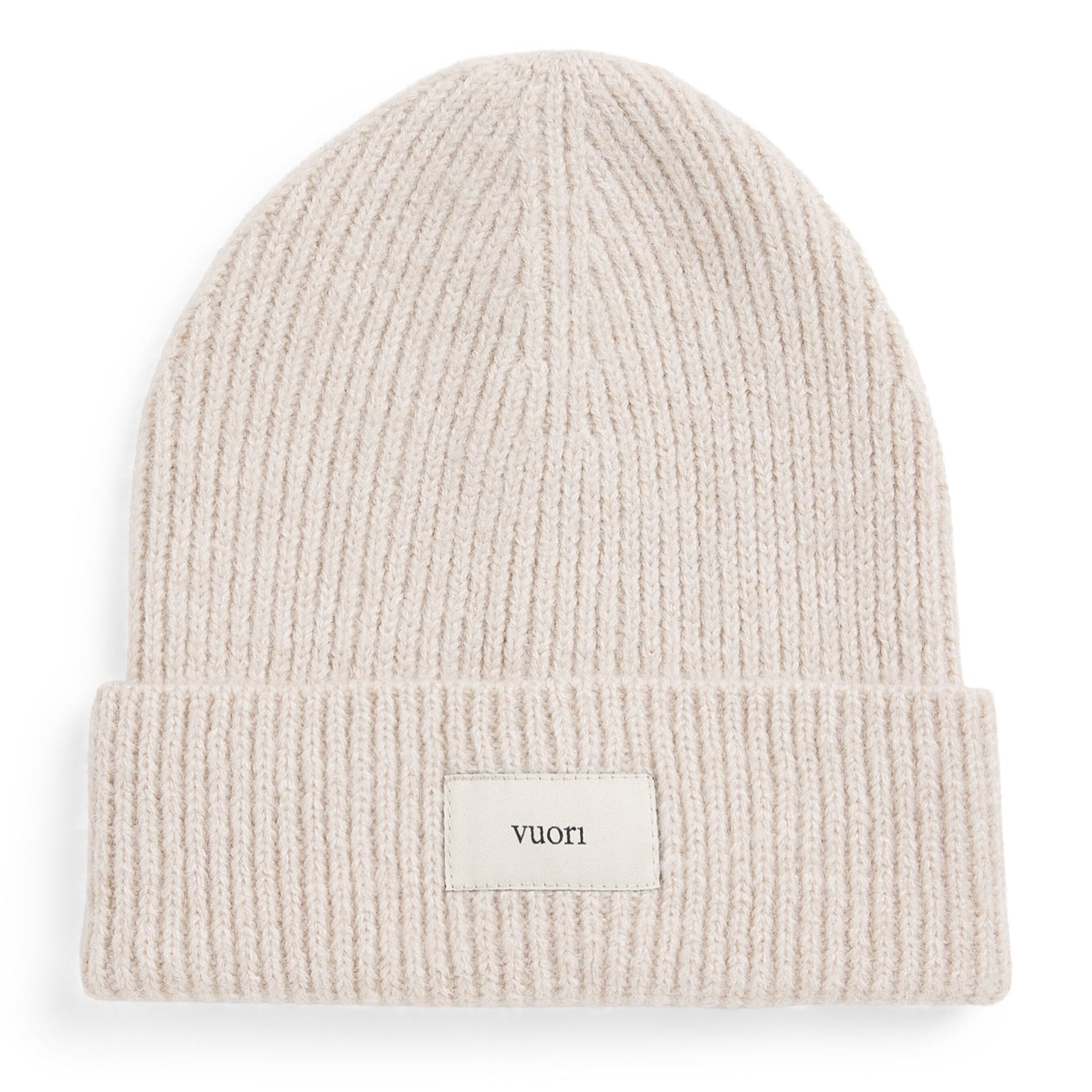 Rib-Knit Label Beanie