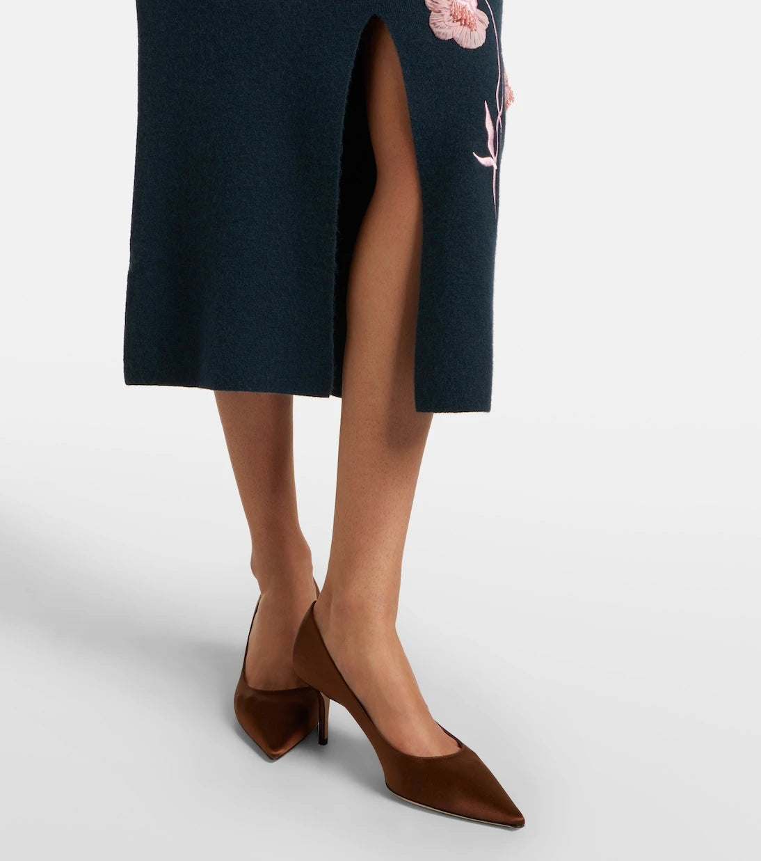 Erdem - Floral-appliqué knitted midi skirt